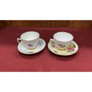 Set of 2 Vintage Colclough Teacups & Saucers